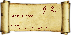 Gierig Kamill névjegykártya